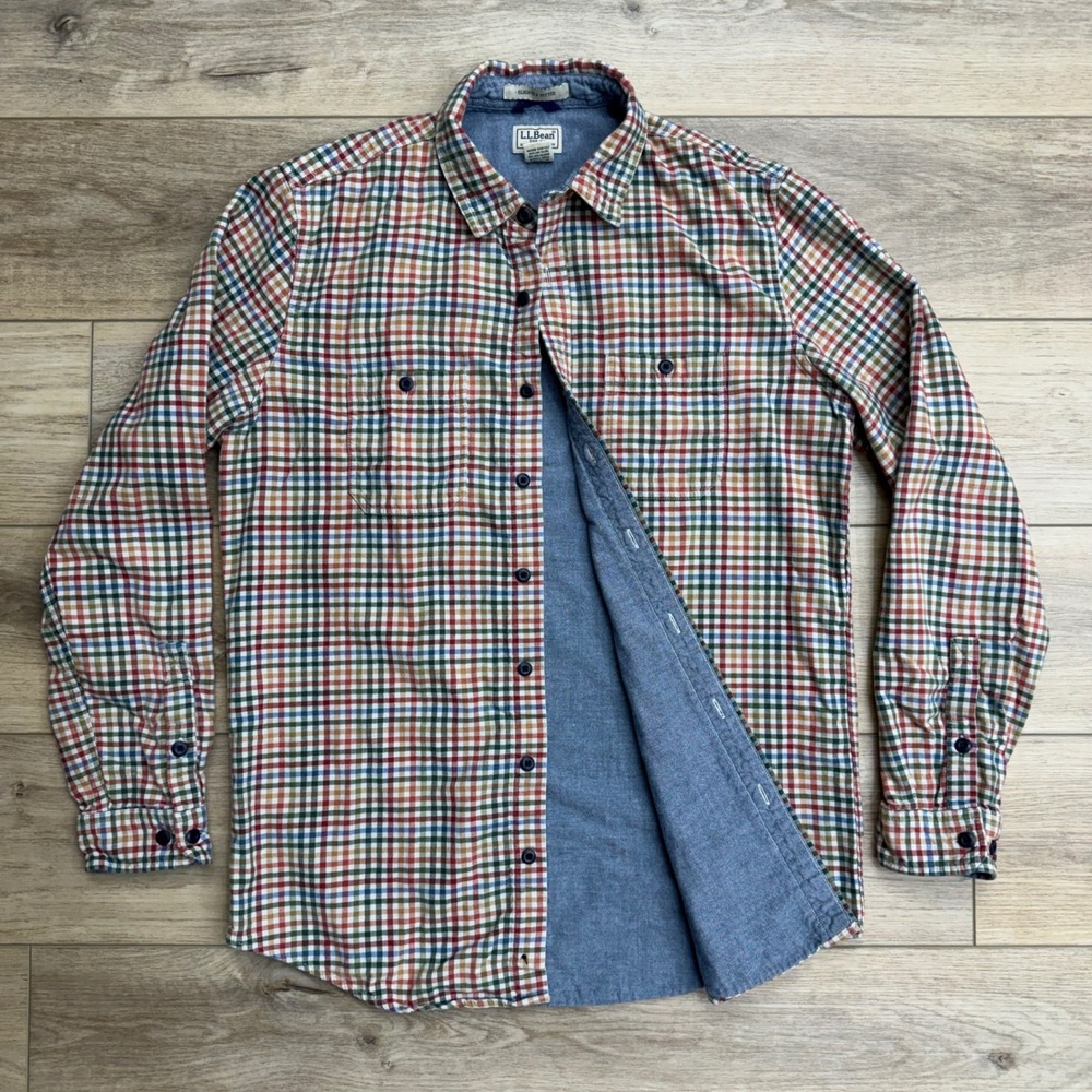 LL Bean Men's M-Tall Plaid Lined Shirt Jacket Button Up Long Sleeve Shacket